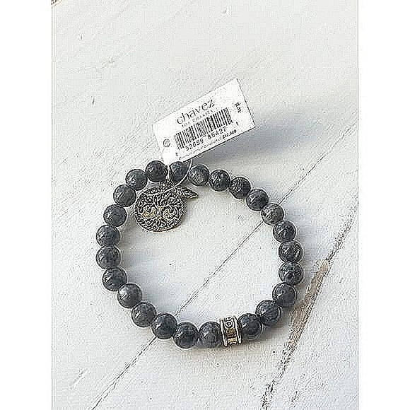 cfc Tree of Life Leaf Gray Glass Bead Nature Stretch Beaded Bracelet - Picture 5 of 5